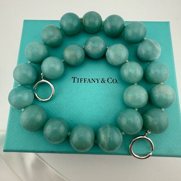 Tiffany & Co. Jewelry - RARE Tiffany & Co. 16mm Amazonite Necklace Sterling Silver Paloma Picasso